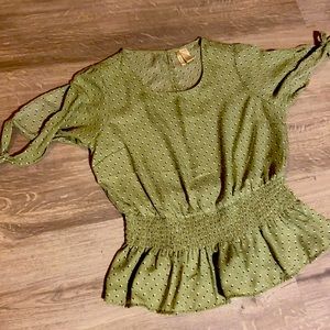 Green with black and white poke a dots